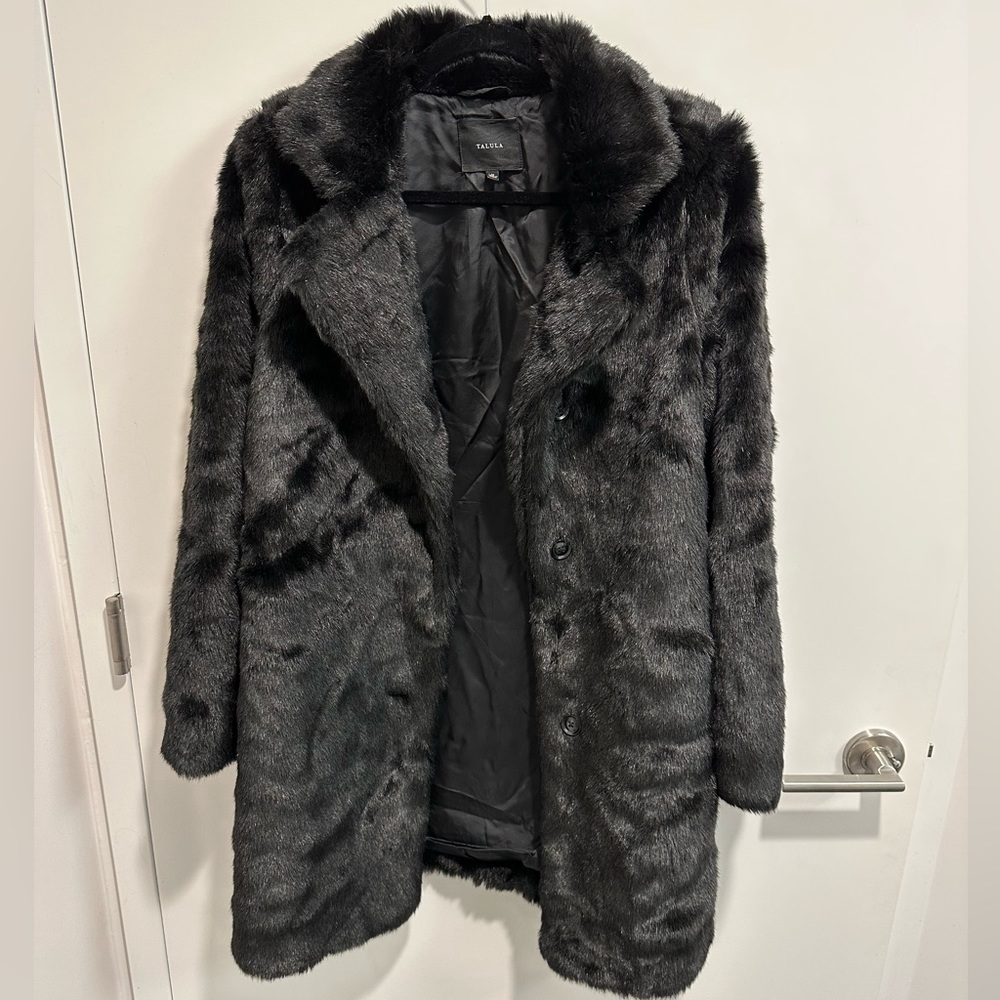 Aritzia Talula Faux Fur Black Coat